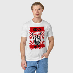 Футболка хлопковая мужская Rock music: bones, цвет: белый — фото 2