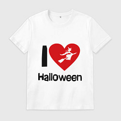 Футболка хлопковая мужская I love halloween (Я люблю хэллоуин), цвет: белый