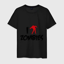 Футболка хлопковая мужская I love Zombies (Я люблю зомби), цвет: черный
