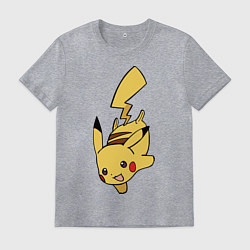 Футболка хлопковая мужская Радостный Пикачуха, цвет: меланж