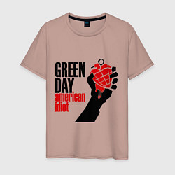 Футболка хлопковая мужская Green Day: American idiot, цвет: пыльно-розовый