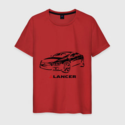 Футболка хлопковая мужская Mitsubishi lancer, цвет: красный
