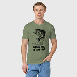 Футболка хлопковая мужская Catch me if you can, цвет: авокадо — фото 2
