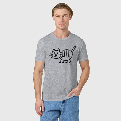 Мужская футболка Рисунок кота / Меланж – фото 3