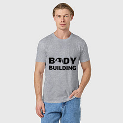 Футболка хлопковая мужская Body building, цвет: меланж — фото 2