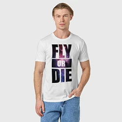 Футболка хлопковая мужская Fly or Die: Space, цвет: белый — фото 2