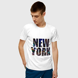 Футболка хлопковая мужская New York Streets цвета белый — фото 2