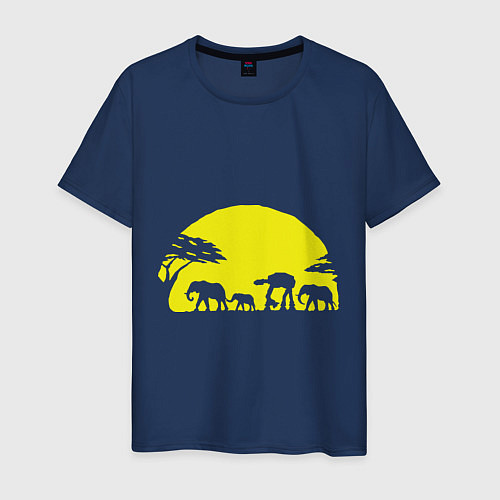 Мужская футболка Слоники на закате / Тёмно-синий – фото 1