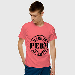 Футболка хлопковая мужская Made in Perm цвета коралловый — фото 2