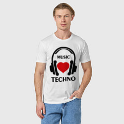 Футболка хлопковая мужская Techno Music is Love, цвет: белый — фото 2