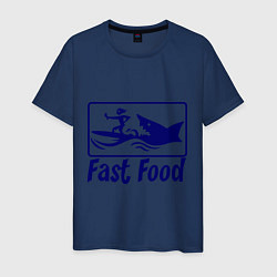 Футболка хлопковая мужская Shark fast food, цвет: тёмно-синий