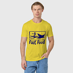 Футболка хлопковая мужская Shark fast food, цвет: желтый — фото 2