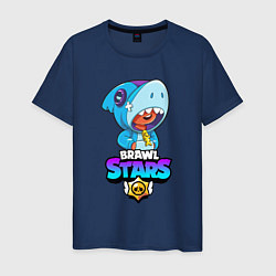 Футболка хлопковая мужская BRAWL STARS LEON SHARK, цвет: тёмно-синий