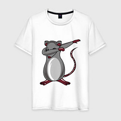 Футболка хлопковая мужская Dabbing Rat, цвет: белый