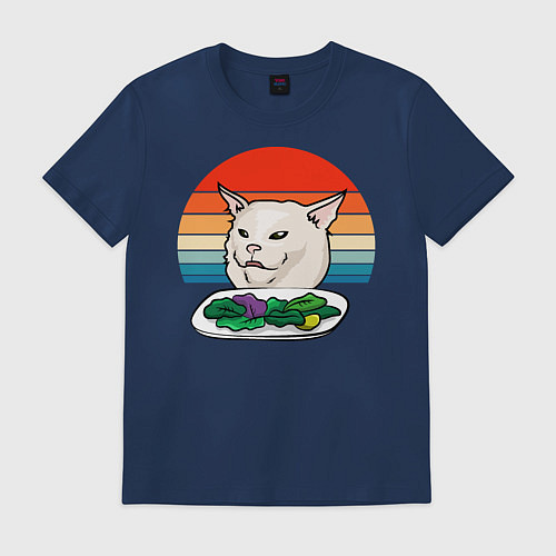 Мужская футболка Woman yelling at a cat / Тёмно-синий – фото 1