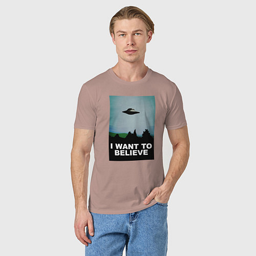 Мужская футболка I WANT TO BELIEVE / Пыльно-розовый – фото 3
