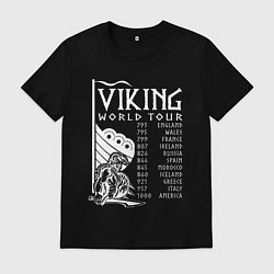 Футболка хлопковая мужская Viking world tour, цвет: черный