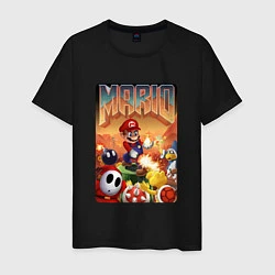 Футболка хлопковая мужская Mario в стиле Doom, цвет: черный