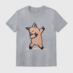Футболка хлопковая мужская Dabbing Pig, цвет: меланж