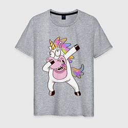 Футболка хлопковая мужская Dabbing Unicorn, цвет: меланж