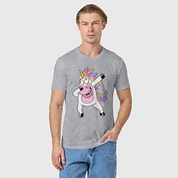 Футболка хлопковая мужская Dabbing Unicorn, цвет: меланж — фото 2