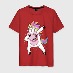 Футболка хлопковая мужская Dabbing Unicorn, цвет: красный