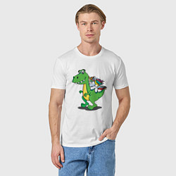 Футболка хлопковая мужская Динозавр, цвет: белый — фото 2