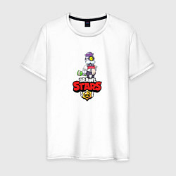 Футболка хлопковая мужская BRAWL STARS:БАРЛИ, цвет: белый