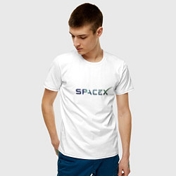 Футболка хлопковая мужская SpaceX цвета белый — фото 2