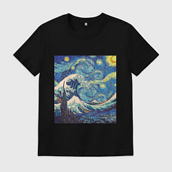 Футболка хлопковая мужская Звездная ночь, цвет: черный