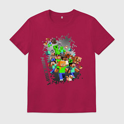 Футболка хлопковая мужская Minecraft, цвет: маджента