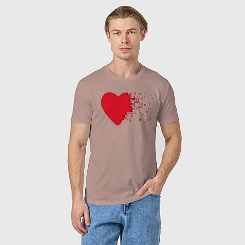 Мужская футболка Сердце / Пыльно-розовый – фото 3
