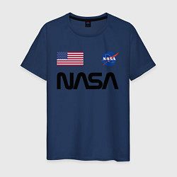 Футболка хлопковая мужская NASA НАСА, цвет: тёмно-синий