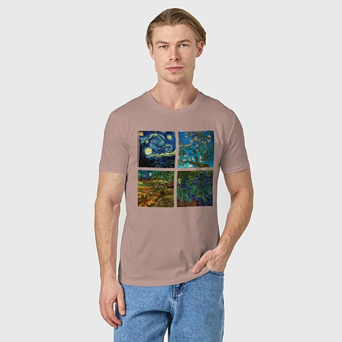Мужская футболка Ван Гог картины / Пыльно-розовый – фото 3