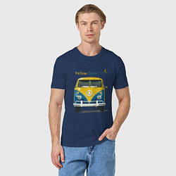 Футболка хлопковая мужская Я люблю вас Yellow-blue bus, цвет: тёмно-синий — фото 2
