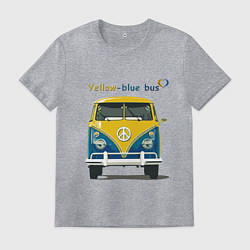 Футболка хлопковая мужская Я люблю вас Yellow-blue bus, цвет: меланж