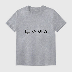 Футболка хлопковая мужская LINUX, цвет: меланж