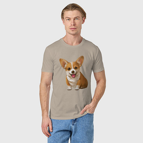 Мужская футболка Корги / Миндальный – фото 3