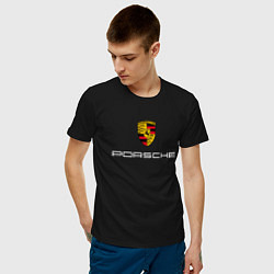 Футболка хлопковая мужская PORSCHE, цвет: черный — фото 2