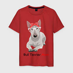 Футболка хлопковая мужская Bull terrier Mom, цвет: красный