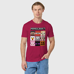 Футболка хлопковая мужская MINECRAFT, цвет: маджента — фото 2