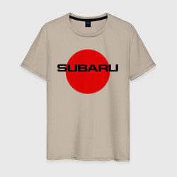 Футболка хлопковая мужская SUBARU, цвет: миндальный
