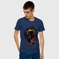 Футболка хлопковая мужская Стальной алхимик цвета тёмно-синий — фото 2