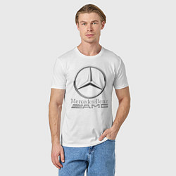 Футболка хлопковая мужская MERCEDES-BENZ AMG, цвет: белый — фото 2