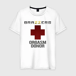 Футболка хлопковая мужская Brazzers orgasm donor, цвет: белый