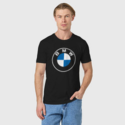 Футболка хлопковая мужская BMW LOGO 2020, цвет: черный — фото 2