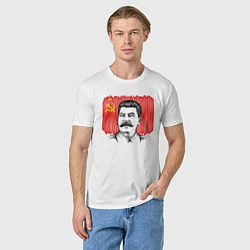 Футболка хлопковая мужская Сталин и флаг СССР, цвет: белый — фото 2