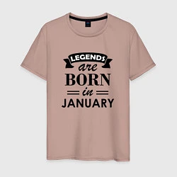 Футболка хлопковая мужская Legends are born in january, цвет: пыльно-розовый