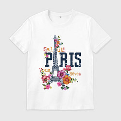 Футболка хлопковая мужская Париж, цвет: белый