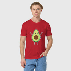 Футболка хлопковая мужская Милый авокадо, цвет: красный — фото 2